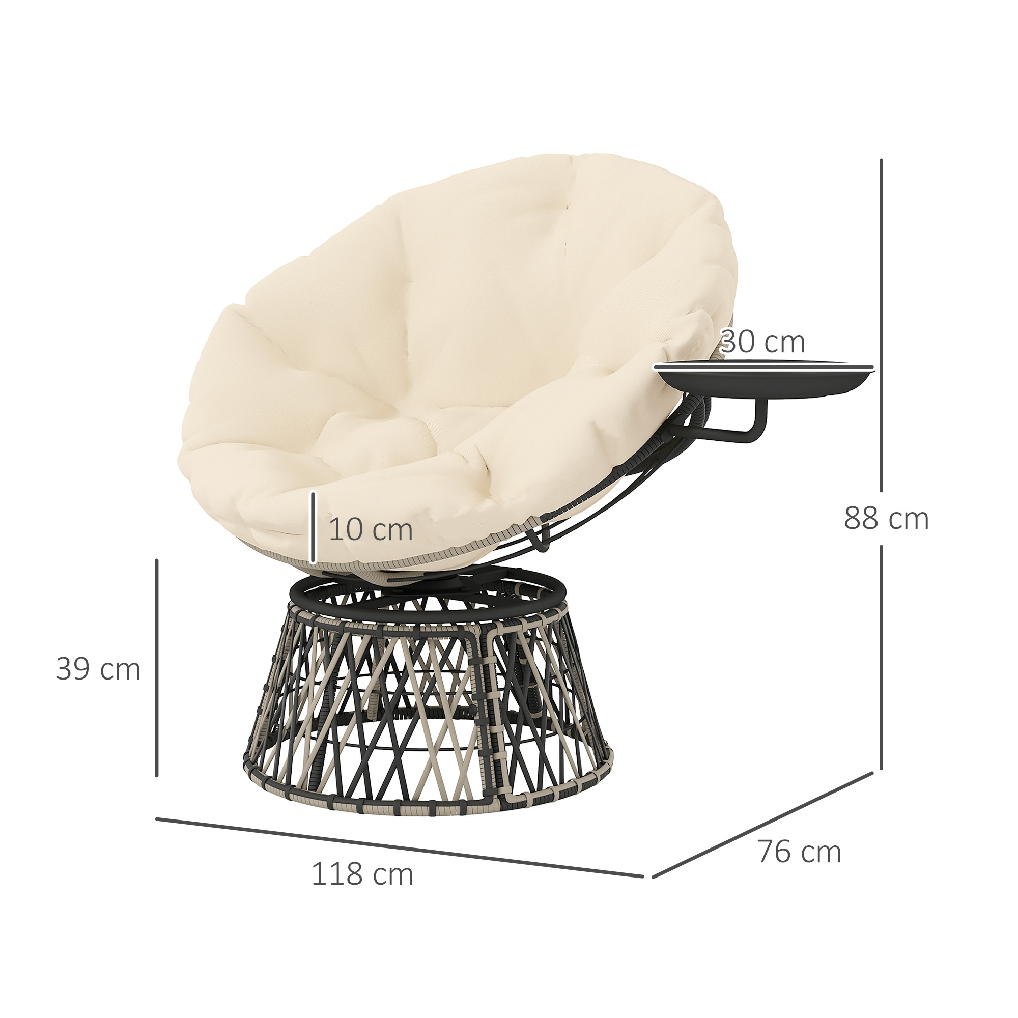 39인치 야외용 회전의자(사이드 트레이 포함), 오버스 - Outdoor Furniture Metal Chairs 리뷰 및 가격