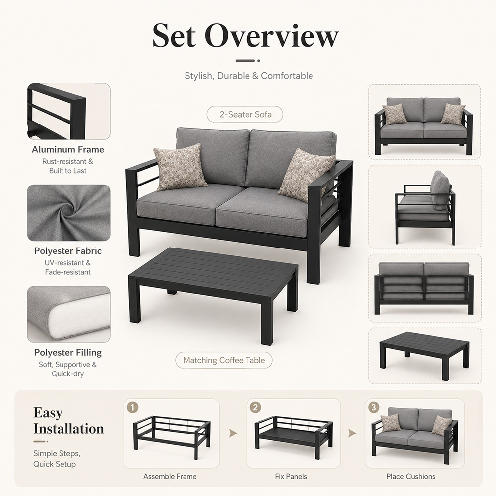 현대적인 고급 알루미늄 야외 파티오 소파 정원 가구 세 - Outdoor Furniture Luxury 리뷰 및 가격