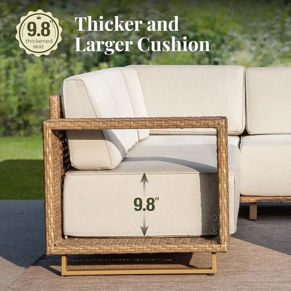 6피스 야외용 위커 소파 세트(두꺼운 쿠션 포함, 파티 - Outdoor Furniture Luxury 리뷰 및 가격